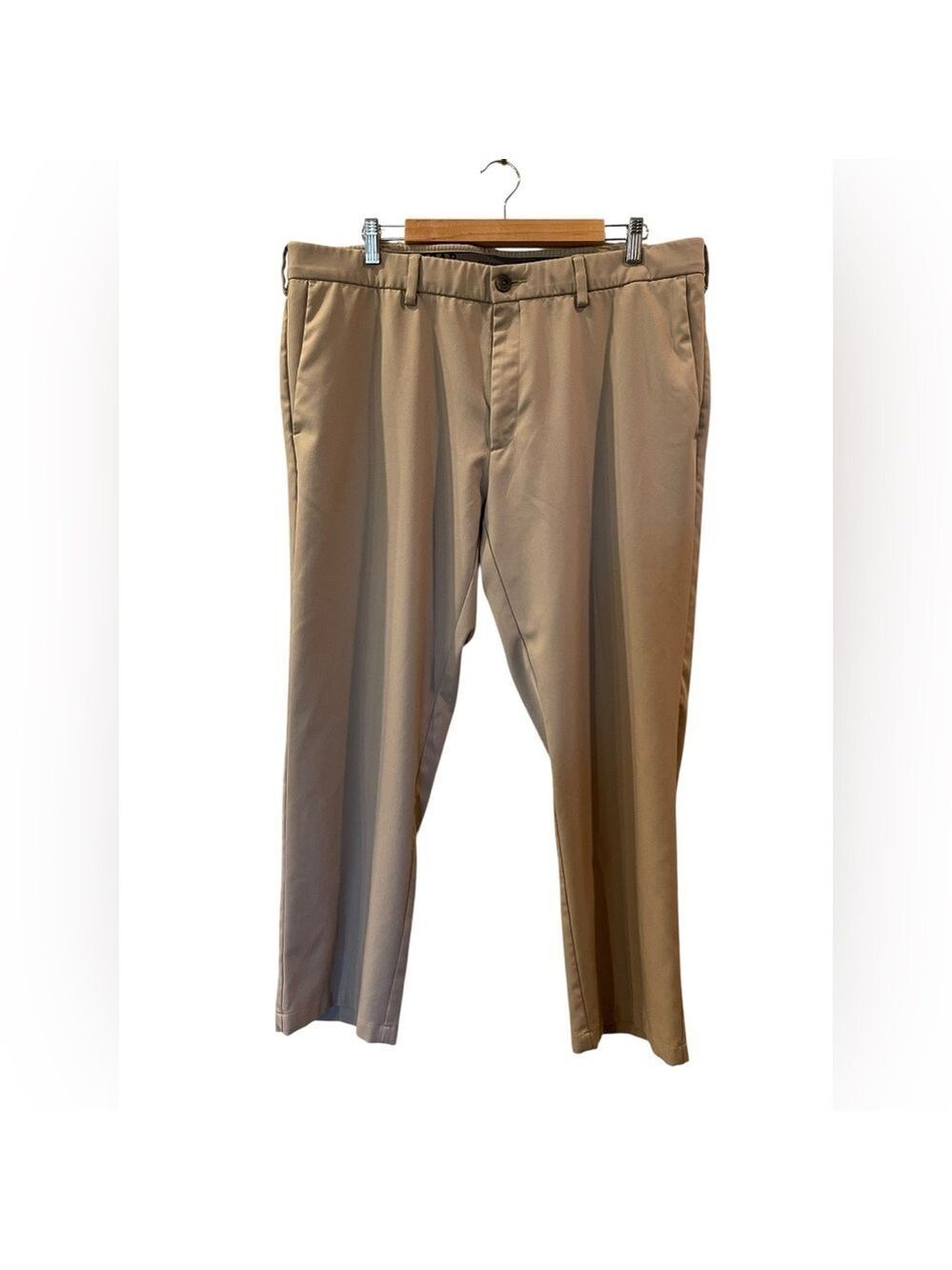 Haggar Mens Cool 18 Pro Classic Fit 4 Way Stretch Pants Beige Tan Size: 40x29